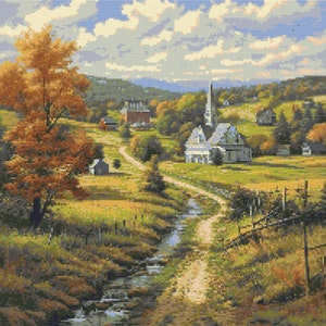 Vermont Countryside 2 Cross-Stitch Pattern Digital Download