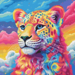 Rainbow Cheetah 1 Cross-Stitch Pattern Digital Download
