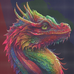 Magical Rainbow Dragon 5 Cross-Stitch Pattern Digital Download
