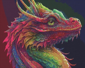 Download digital do padrão de ponto cruz Magical Rainbow Dragon 5