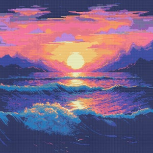 Ocean Sunset Scene 4 Cross-Stitch Pattern