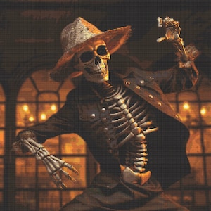 Halloween Dancing Skeleton 3 Cross-Stitch Pattern Digital Download