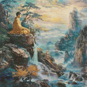 Buddha sucht Erleuchtung 3 Kreuzstichmuster Digital Download