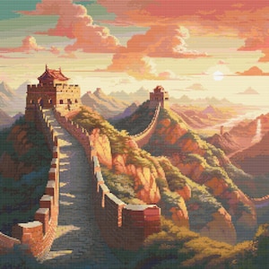 Great Wall of China Scene 8 Cross-Stitch Pattern Digital Download