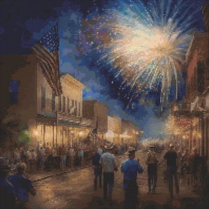 Main Street Fourth of Jul Kreuzstichmuster Digital Download