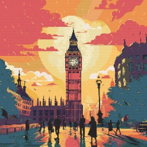 Big Ben Scene 2 Cross-Stitch Pattern Digital Download