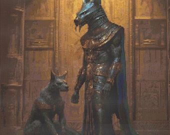 Dios egipcio Anubis 4 Patrón de punto de cruz Descarga digital