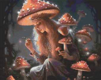 Fantasy Mushroom Fairy 4 Cross-Stitch Pattern Digital Download