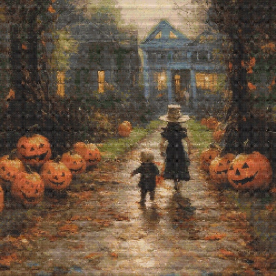 Trick-or-Treating 2 Cross-Stitch Pattern Digital Download