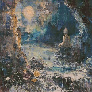 Buddha sucht Erleuchtung 6 Kreuzstichmuster Digital Download