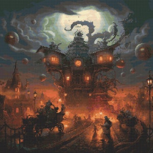 Steampunk Halloween 9 Cross-Stitch Pattern Digital Download