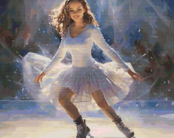 Figure Skater Scene 3 Cross-Stitch Pattern Digital Download