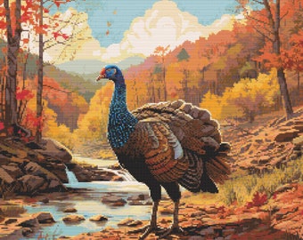 Autumn Turkey 3 Cross-Stitch Pattern Digital Download