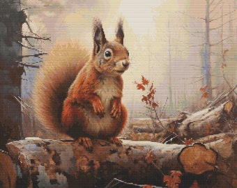 Eichhörnchen Motiv 3 Kreuzstichmuster Digital Download