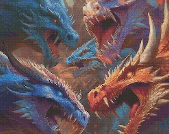 Fantasy Dragons 2 Cross-Stitch Pattern Digital Download