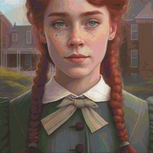 Anne of Green Gables in College Cross-Stitch Pattern Digital Download