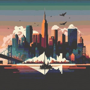 San Francisco City Skyline Cross-Stitch Pattern Digital Download