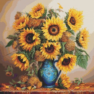 Ukrainian National Flowers: Sunflowers 5 Cross-Stitch Pattern Digital Download