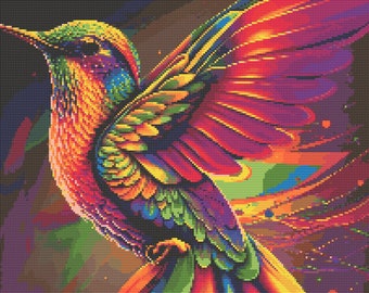 Download digitale dello schema a punto croce arcobaleno colibrì 3