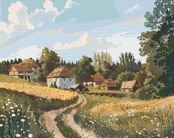 Belarus Countryside Scene 6 Cross-Stitch Pattern Digital Download