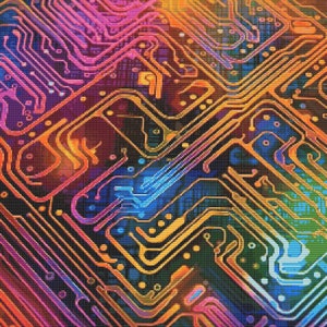 Rainbow Electronic Circuits 2 Cross-Stitch Pattern Digital Download