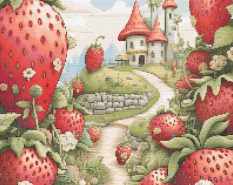Whimsical Strawberry Garden 2 Cross-Stitch Pattern Digital Download