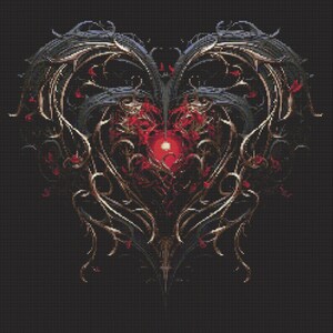 Gothic Heart 3 Cross-Stitch Pattern Digital Download