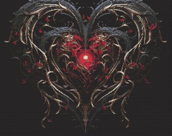 Gothic Heart 3 Cross-Stitch Pattern Digital Download