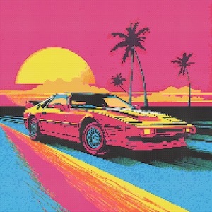 1980s Sports Car 3 Cross-Stitch Pattern Digital Download