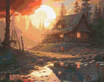 Cottagecore Scene 6 Cross-Stitch Pattern Digital Download