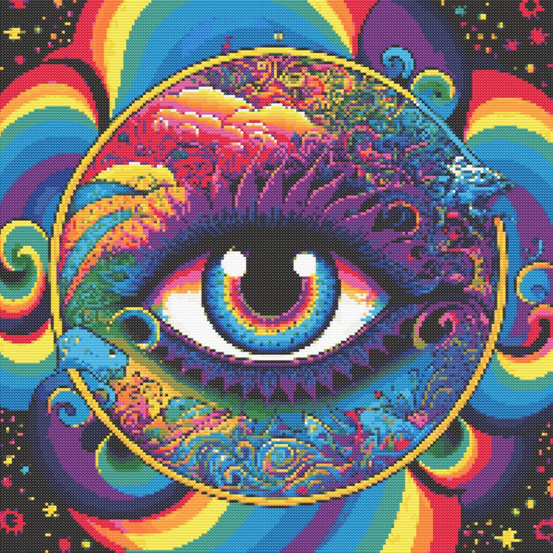 Rainbow Evil Eye Crossstitch Pattern Digital Download Etsy