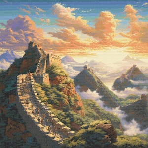 Great Wall of China Scene 4 Cross-Stitch Pattern Digital Download