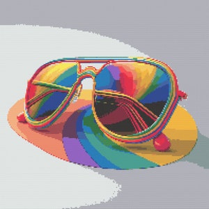 1980s Rainbow Sunglasses Cross-Stitch Pattern Digital Download