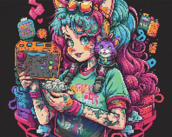 Gamer Girl 3 Kreuzstichmuster Digital Download
