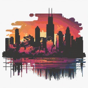 Chicago Skyline Kreuzstichmuster Digital Download