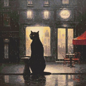 Chat Noir 1 Cross-Stitch Pattern Digital Download