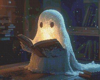Ghost Reading Book 8 Cross-Stitch Pattern Digital Download