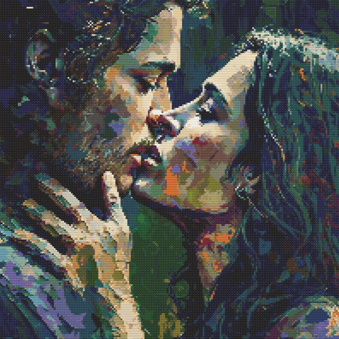 An Impressionist Kiss Crossstitch Pattern Digital Download Etsy