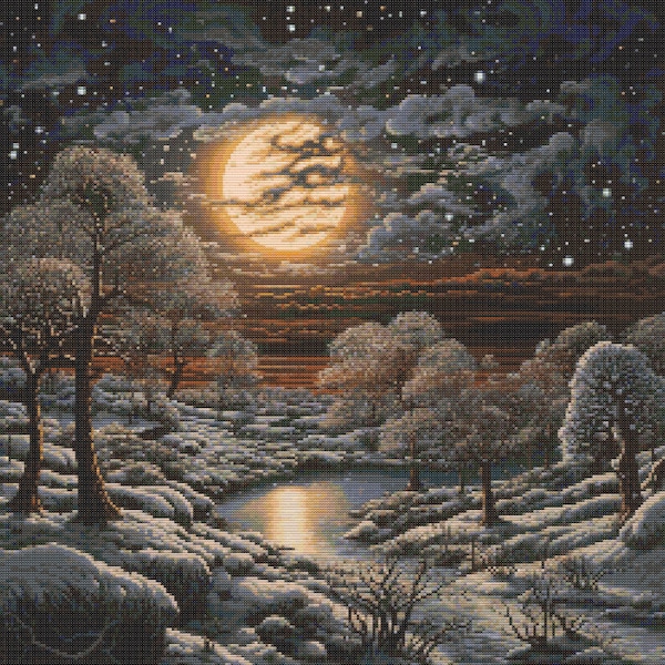 Winter Solstice Scene 2 Cross-Stitch Pattern Digital Download