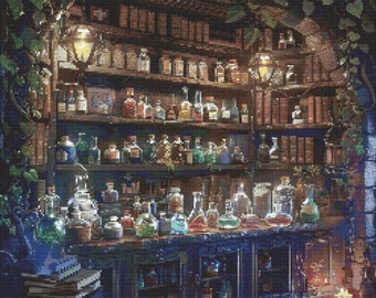 Tienda de pociones mágicas 1 Patrón de punto de cruz Descarga digital