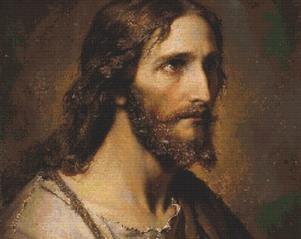 Portrait of Jesus 2 Cross-Stitch Pattern Digital Download
