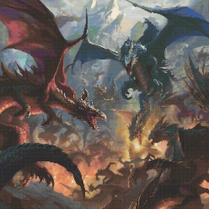 Fantasy Dragons 5 Cross-Stitch Pattern Digital Download