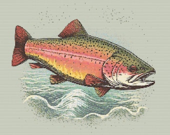 Rainbow Trout 2 Cross-Stitch Pattern Digital Download
