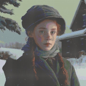 Anne of Green Gables in Winter Closeup 1 Cross-Stitch Pattern Digital Download