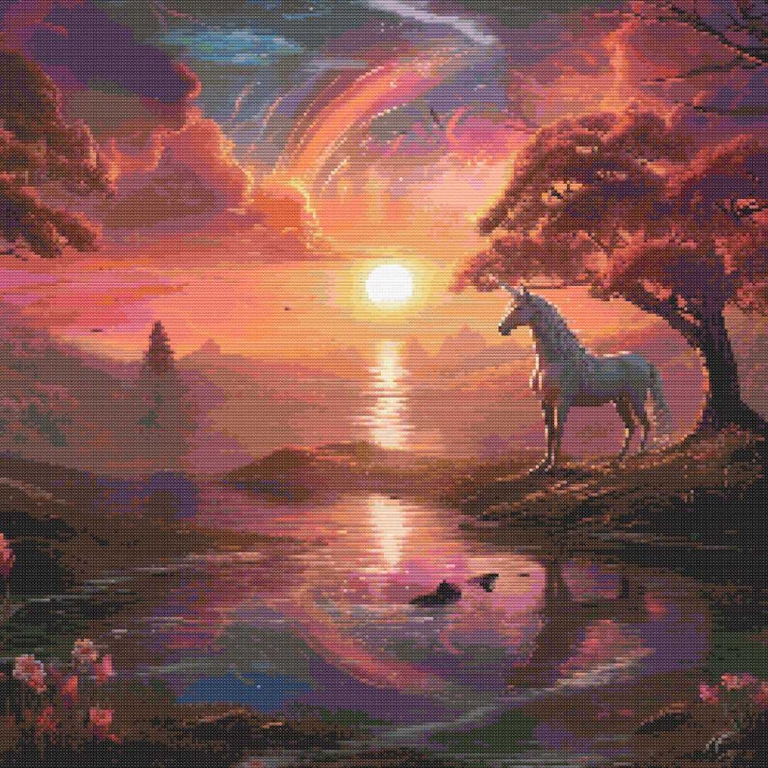 Unicorn Sunset Scene 1 Cross-stitch Pattern Digital Download - Etsy