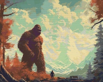 Bigfoot Scene 3 Cross-Stitch Pattern Digital Download