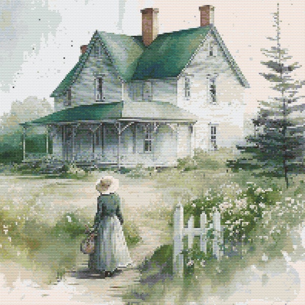 Anne auf Green Gables Haus Kreuzstich Muster Digitaler Download