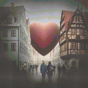 Valentine&#39;s Day in Germany Cross-Stitch Pattern Digital Download