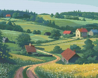 Belarus Countryside Scene 5 Cross-Stitch Pattern Digital Download