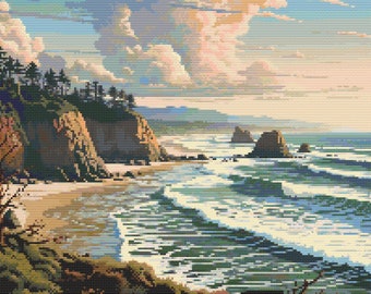 Oregon Coast Scene 4 Cross-Stitch Pattern Digital Download